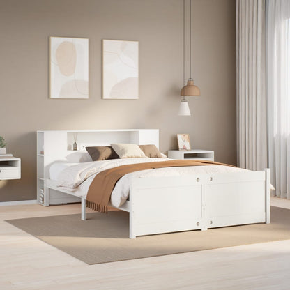 vidaXL Bookcase Bed without Mattress White 140x200cm Solid Wood Pine
