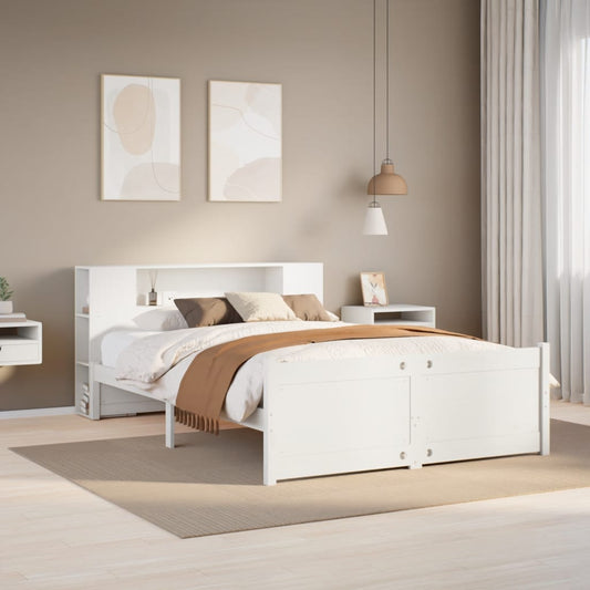 vidaXL Bookcase Bed without Mattress White 140x200cm Solid Wood Pine