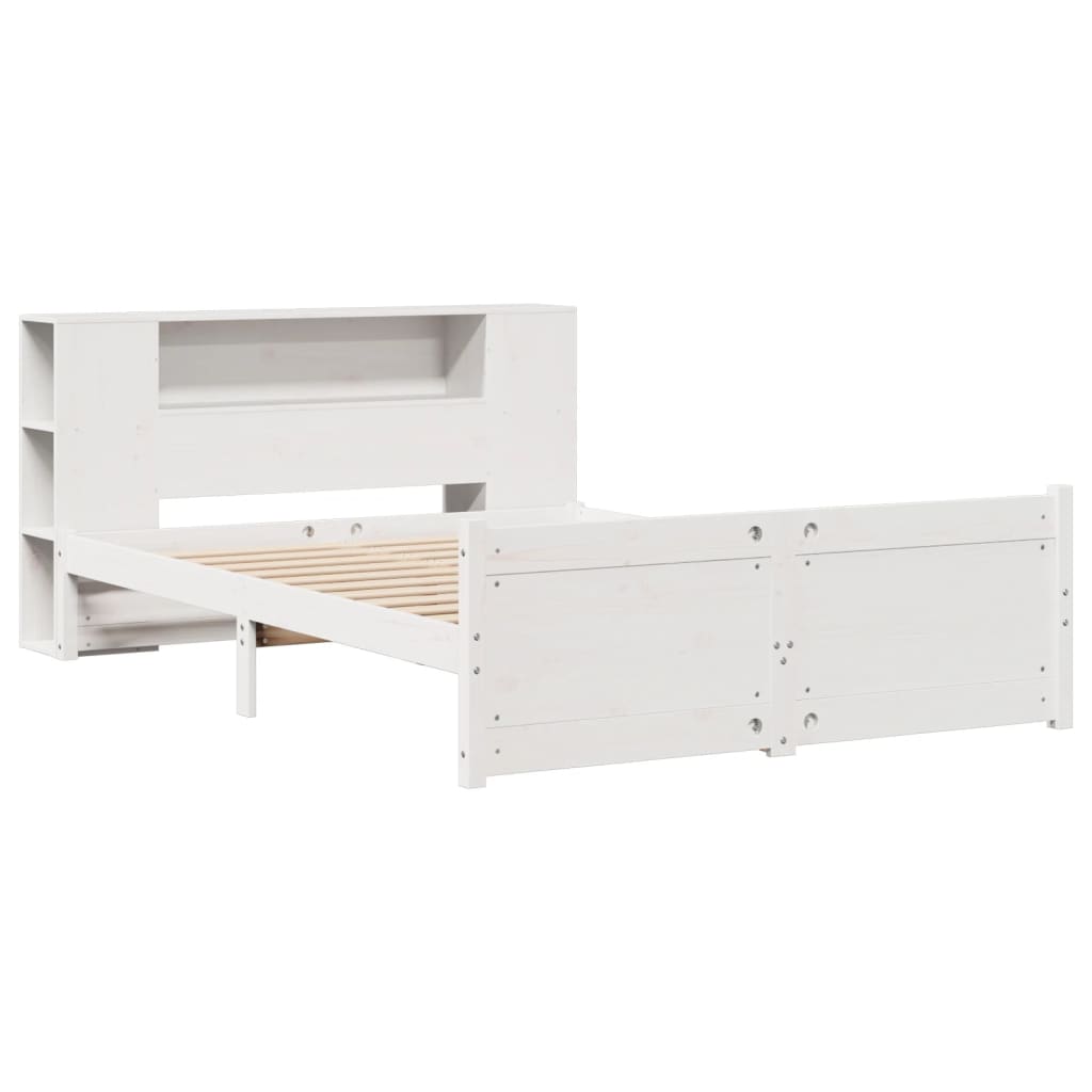 vidaXL Bookcase Bed without Mattress White 150x200cm King Size Solid Wood Pine