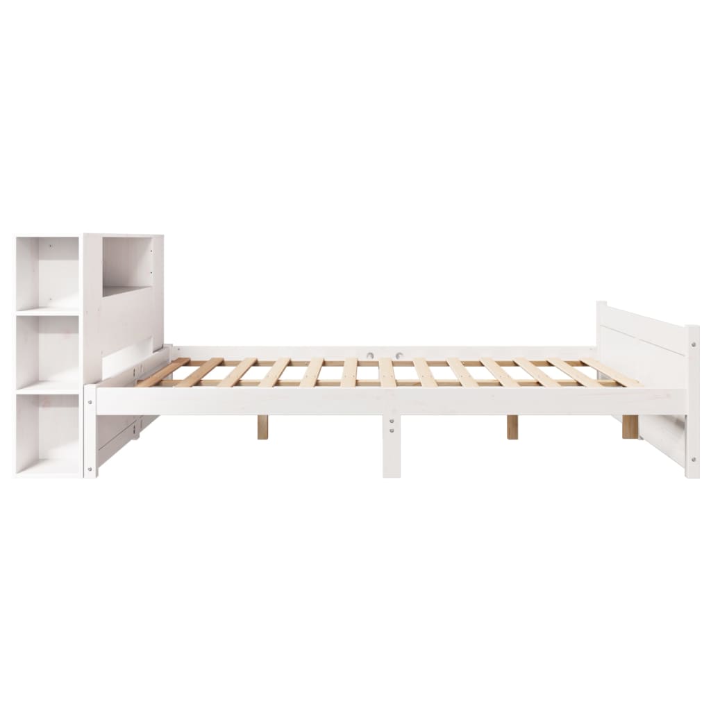 vidaXL Bookcase Bed without Mattress White 150x200cm King Size Solid Wood Pine