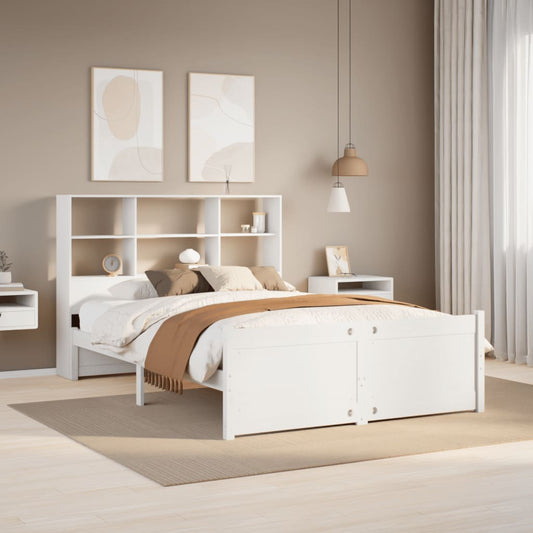 vidaXL Bookcase Bed without Mattress White 140x190cm Solid Wood Pine