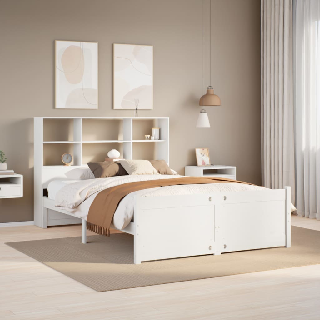 vidaXL Bookcase Bed without Mattress White 120x200cm Solid Wood Pine