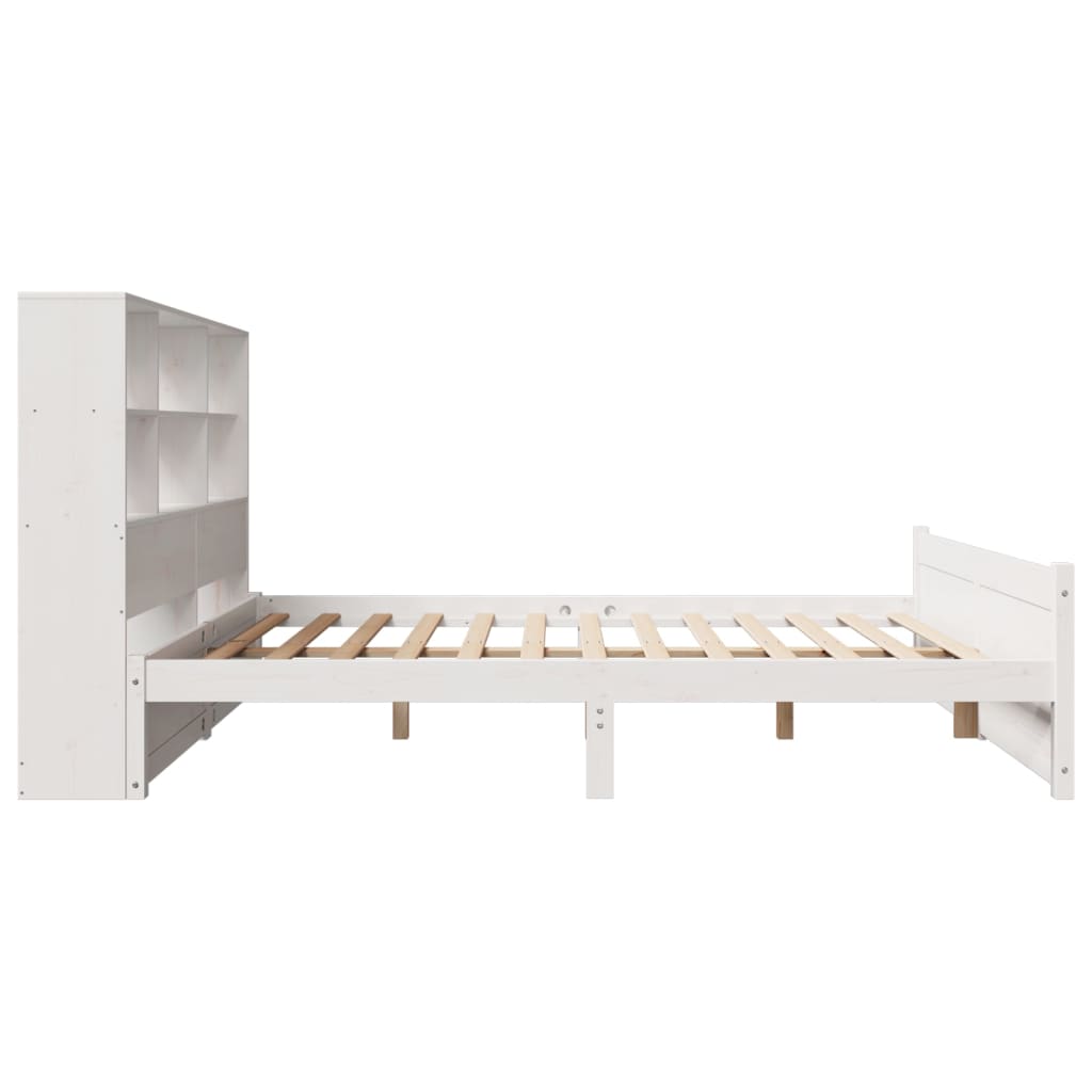 vidaXL Bookcase Bed without Mattress White 160x200cm Solid Wood Pine