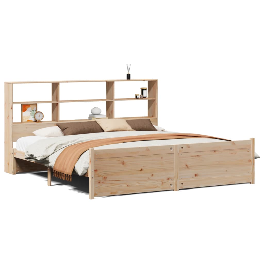 vidaXL Bookcase Bed without Mattress 180x200 cm Super King Solid Wood Pine