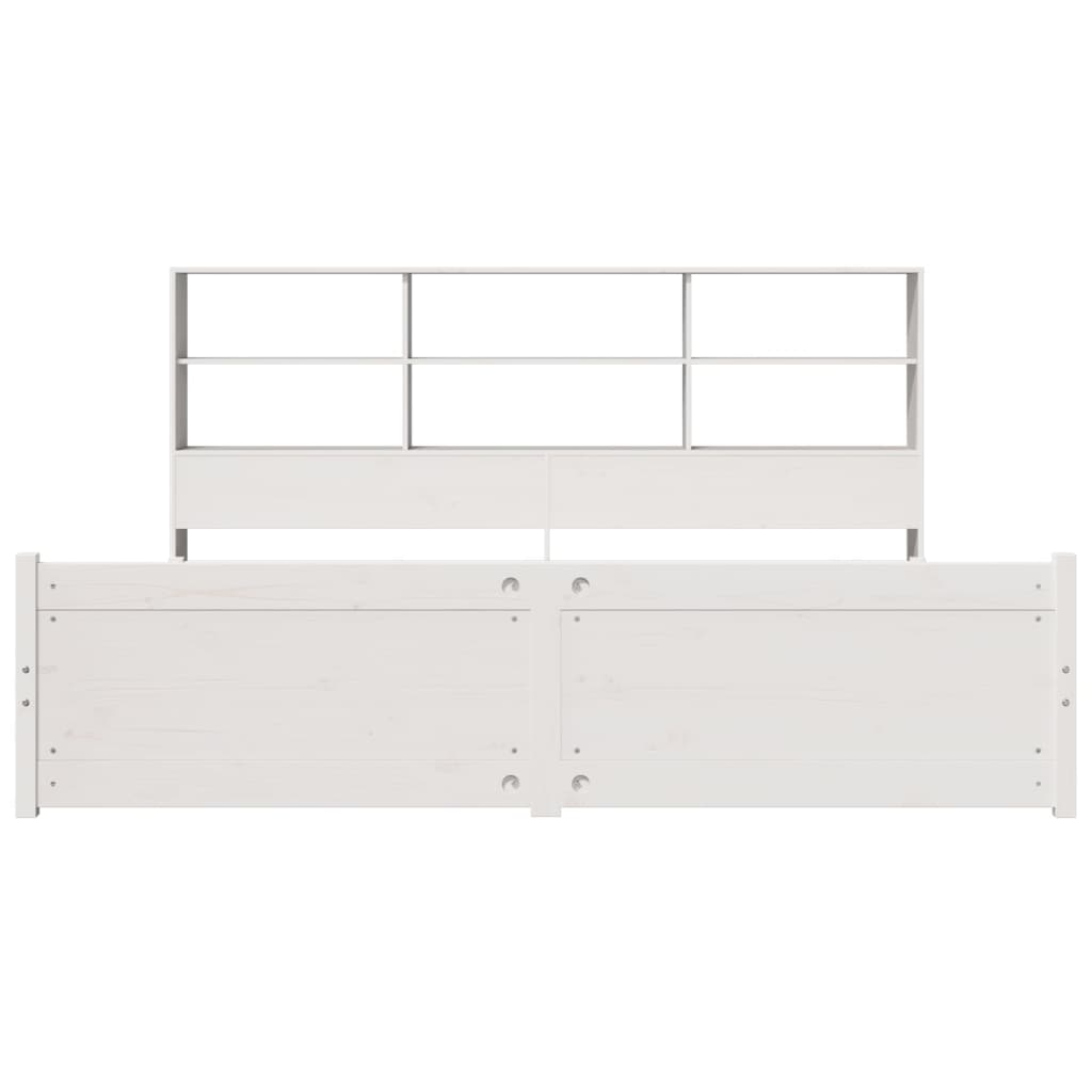 vidaXL Bookcase Bed without Mattress White 180x200 cm Super King Solid Wood Pine