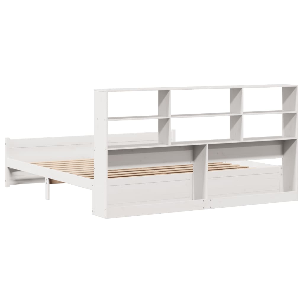 vidaXL Bookcase Bed without Mattress White 180x200 cm Super King Solid Wood Pine