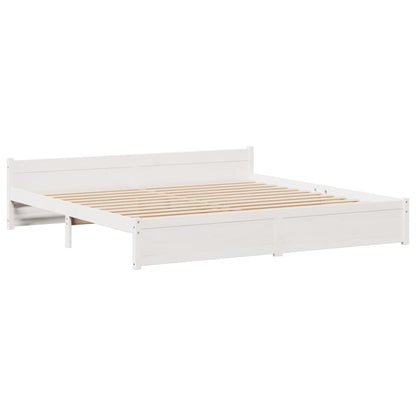 vidaXL Bookcase Bed without Mattress White 180x200 cm Super King Solid Wood Pine