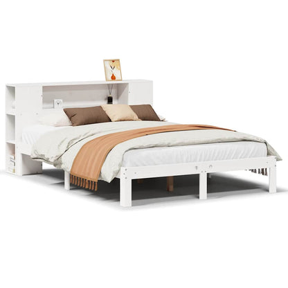 vidaXL Bookcase Bed without Mattress White 135x190cm Solid Wood Pine