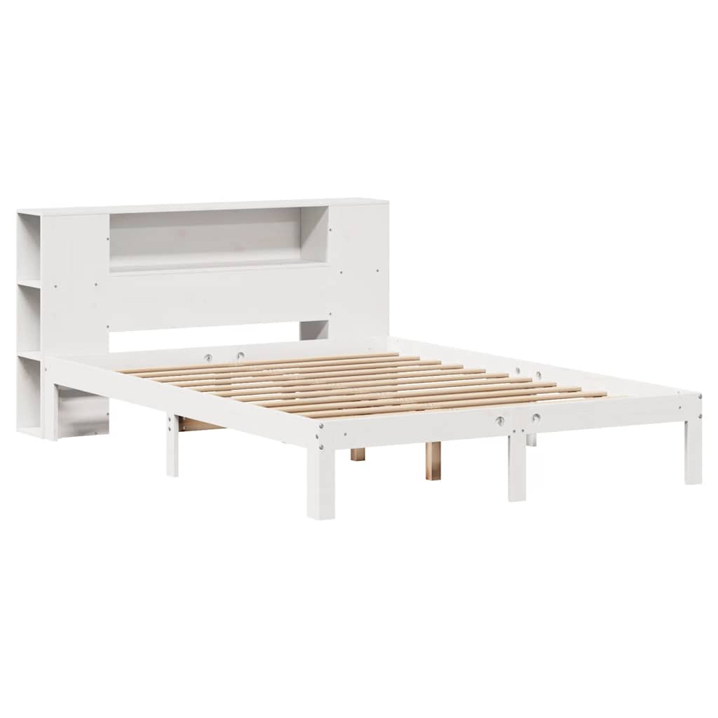 vidaXL Bookcase Bed without Mattress White 135x190cm Solid Wood Pine