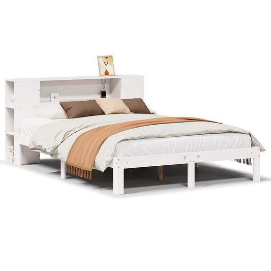 vidaXL Bookcase Bed without Mattress White 140x190cm Solid Wood Pine