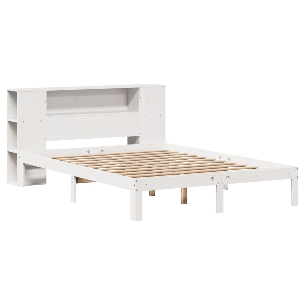 vidaXL Bookcase Bed without Mattress White 140x200cm Solid Wood Pine
