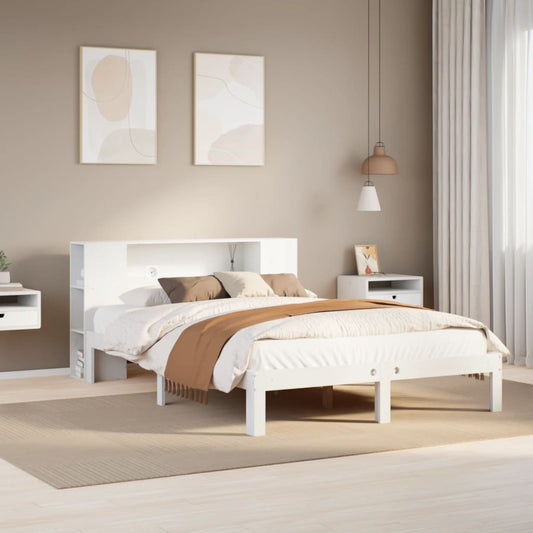 vidaXL Bookcase Bed without Mattress White 140x200cm Solid Wood Pine