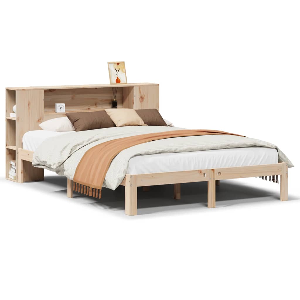 vidaXL Bookcase Bed | Natural Pine | Solid Pine Wood | Double | Bookcase Bed