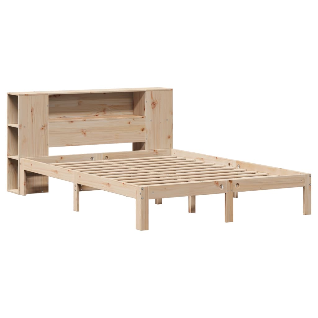 vidaXL Bookcase Bed | Natural Pine | Solid Pine Wood | Double | Bookcase Bed
