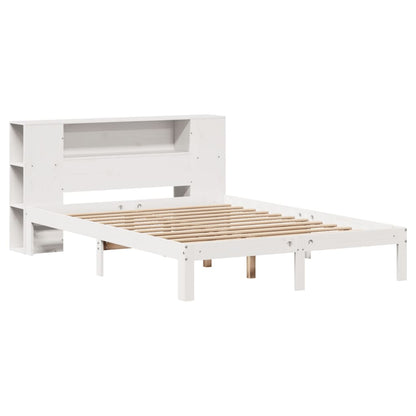 vidaXL Bookcase Bed | White | Solid Pine Wood | Double | Bed | Rectangular