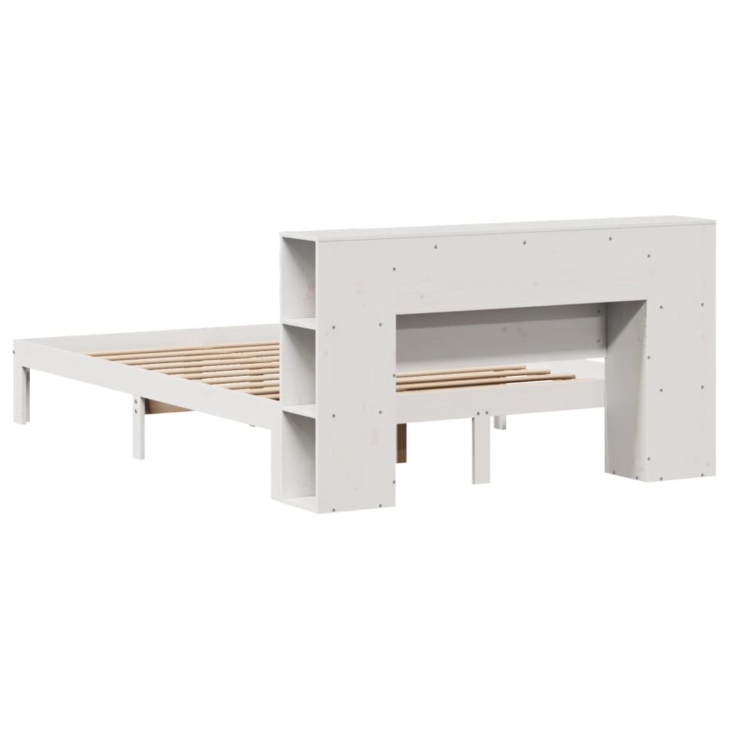vidaXL Bookcase Bed | White | Solid Pine Wood | Double | Bed | Rectangular