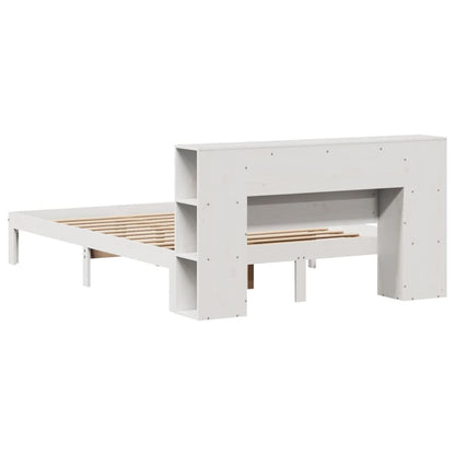 vidaXL Bookcase Bed | White | Solid Pine Wood | Double | Bed | Rectangular