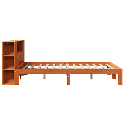 vidaXL Bookcase Bed without Mattress Wax Brown 135x190 cm Doouble Solid Wood Pine