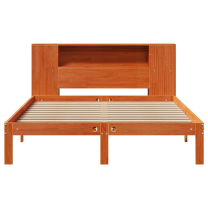 vidaXL Bookcase Bed without Mattress Wax Brown 140x190cm Solid Wood Pine
