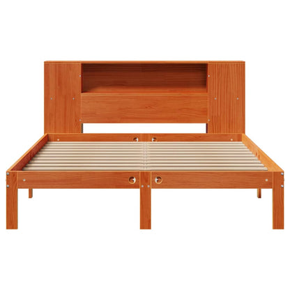 vidaXL Bookcase Bed without Mattress Wax Brown 140x200cm Solid Wood Pine