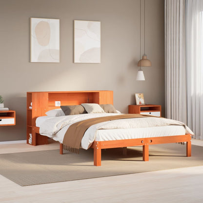 vidaXL Bookcase Bed without Mattress Wax Brown 140x200cm Solid Wood Pine