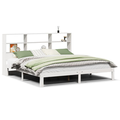 vidaXL Bookcase Bed without Mattress White 180x200 cm Super King Solid Wood Pine