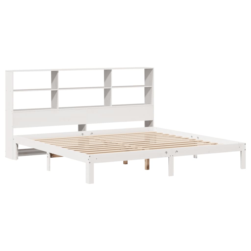 vidaXL Bookcase Bed without Mattress White 180x200 cm Super King Solid Wood Pine