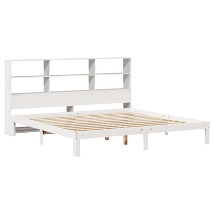 vidaXL Bookcase Bed without Mattress White 180x200 cm Super King Solid Wood Pine