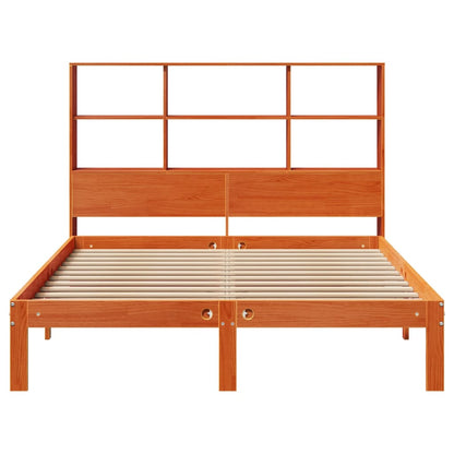 vidaXL Bookcase Bed without Mattress Wax Brown 120x190 cm Small Double Solid Wood Pine