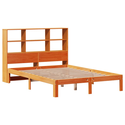 vidaXL Bookcase Bed without Mattress Wax Brown 140x190cm Solid Wood Pine