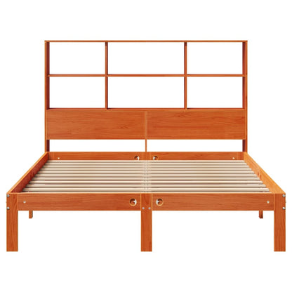 vidaXL Bookcase Bed without Mattress Wax Brown 140x190cm Solid Wood Pine