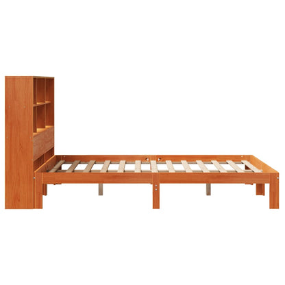 vidaXL Bookcase Bed without Mattress Wax Brown 140x190cm Solid Wood Pine