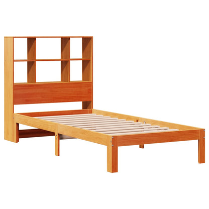 vidaXL Bookcase Bed without Mattress Wax Brown 100x200cm Solid Wood Pine