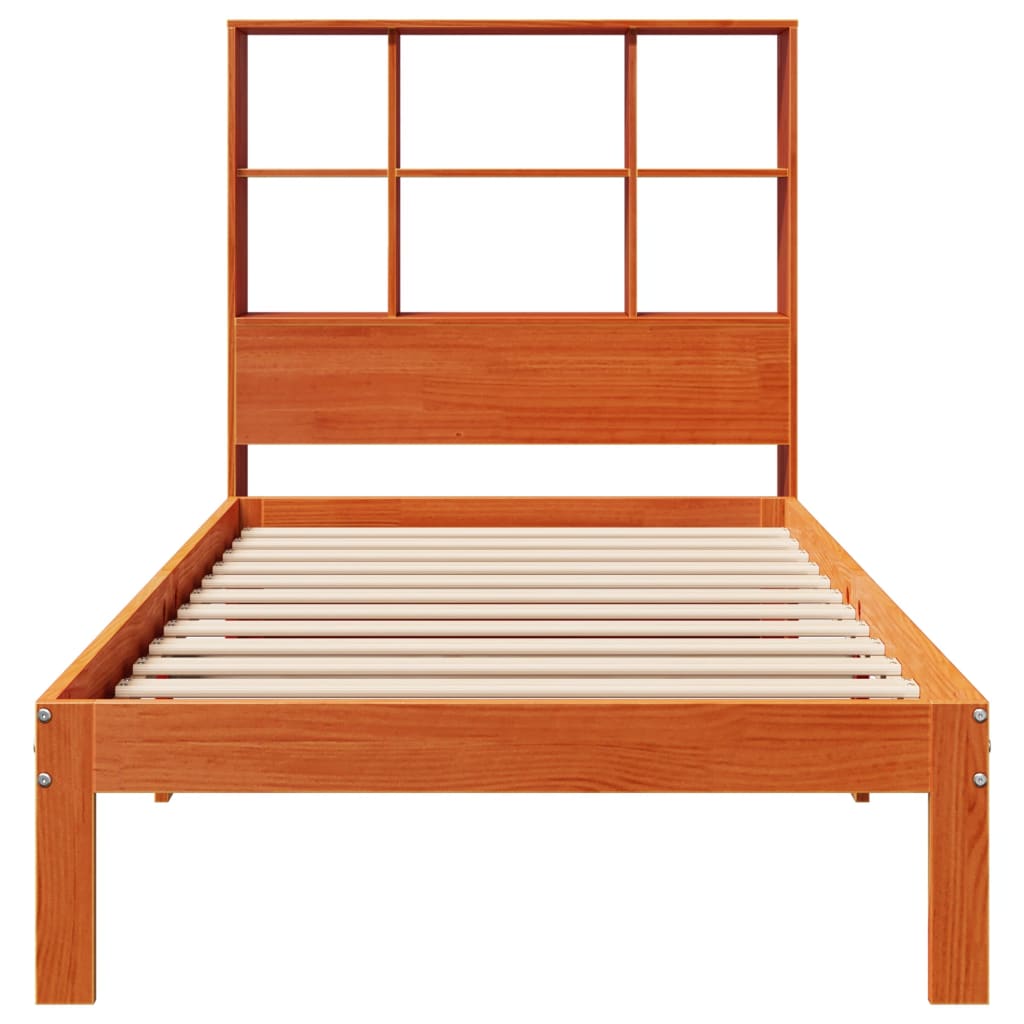 vidaXL Bookcase Bed without Mattress Wax Brown 100x200cm Solid Wood Pine