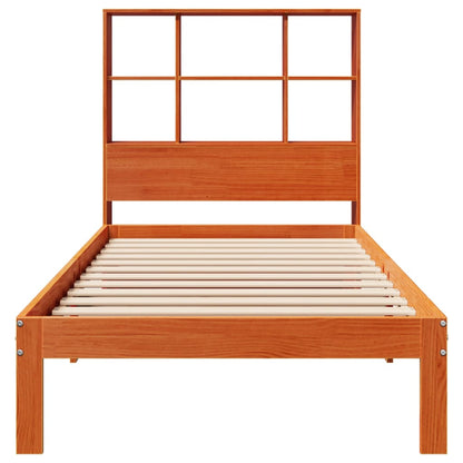 vidaXL Bookcase Bed without Mattress Wax Brown 100x200cm Solid Wood Pine