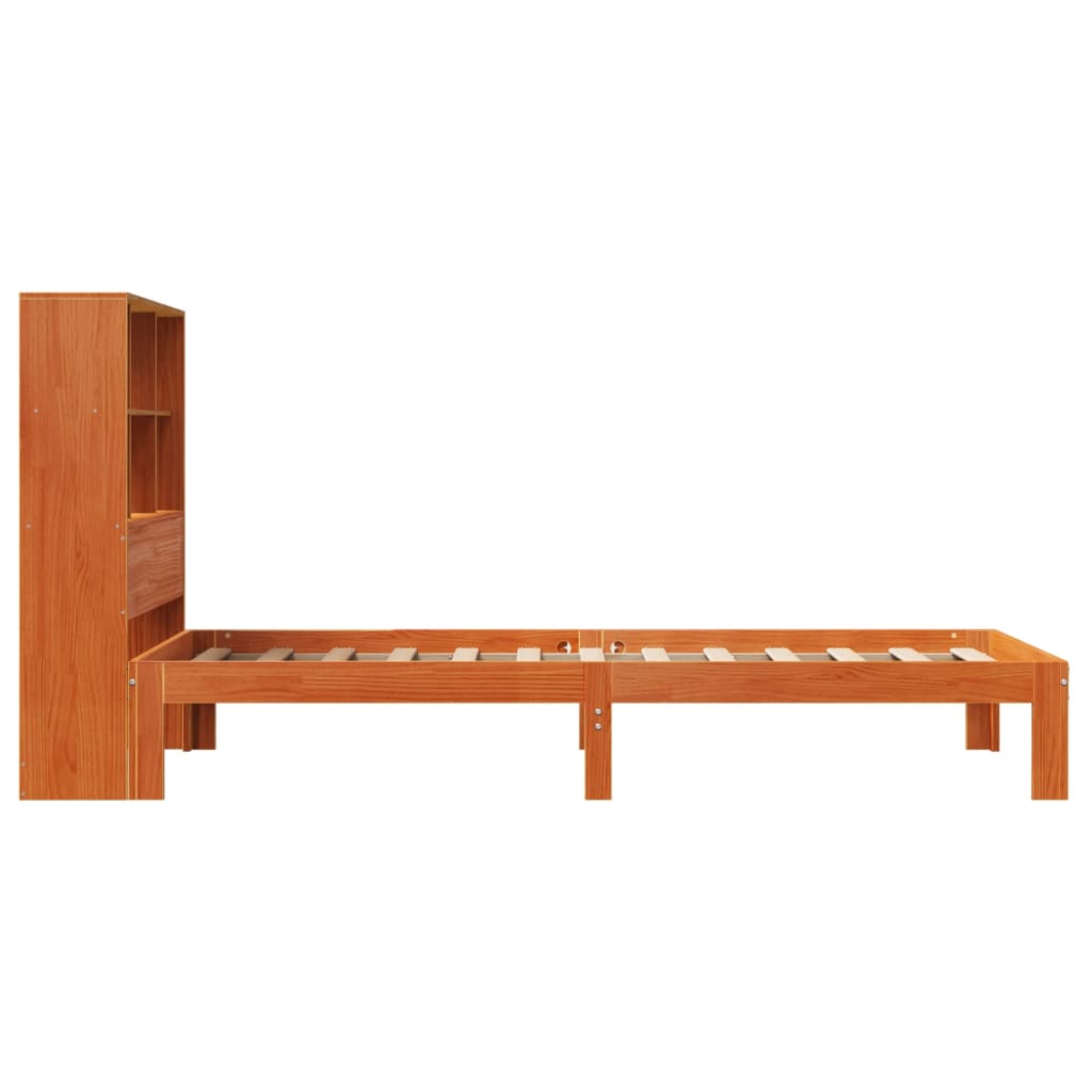 vidaXL Bookcase Bed without Mattress Wax Brown 100x200cm Solid Wood Pine