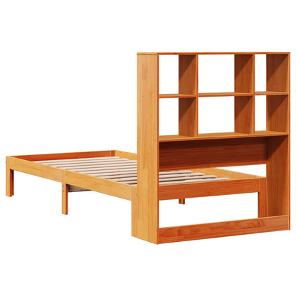vidaXL Bookcase Bed without Mattress Wax Brown 100x200cm Solid Wood Pine