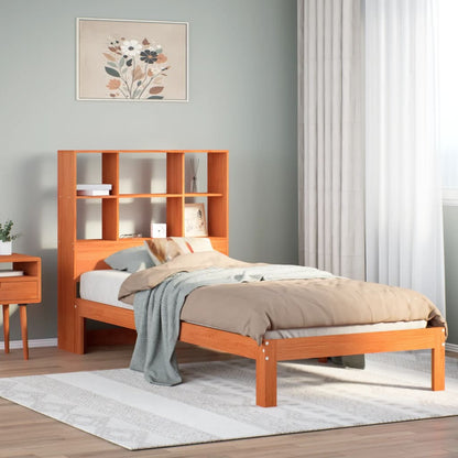 vidaXL Bookcase Bed without Mattress Wax Brown 100x200cm Solid Wood Pine
