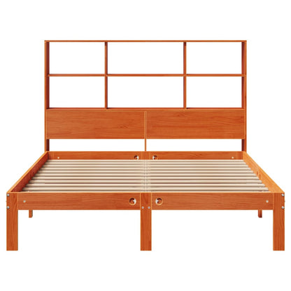 vidaXL Bookcase Bed without Mattress Wax Brown 140x200cm Solid Wood Pine