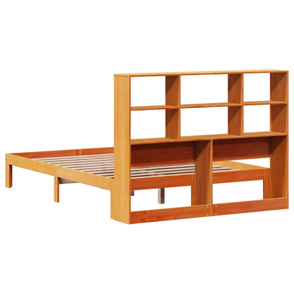 vidaXL Bookcase Bed without Mattress Wax Brown 140x200cm Solid Wood Pine