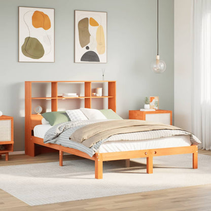 vidaXL Bookcase Bed without Mattress Wax Brown 140x200cm Solid Wood Pine