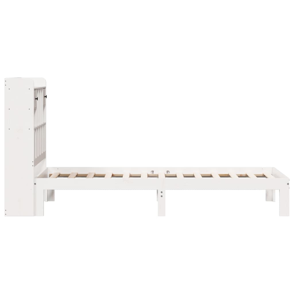 vidaXL Bookcase Bed without Mattress White 75x190cm Solid Wood Pine