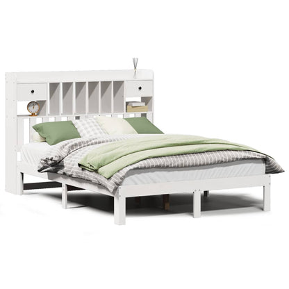 vidaXL Bookcase Bed without Mattress White 135x190cm Solid Wood Pine