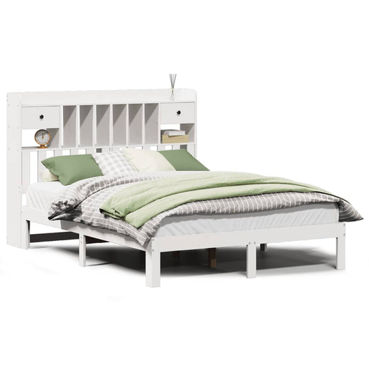 vidaXL Bookcase Bed without Mattress White 135x190cm Solid Wood Pine