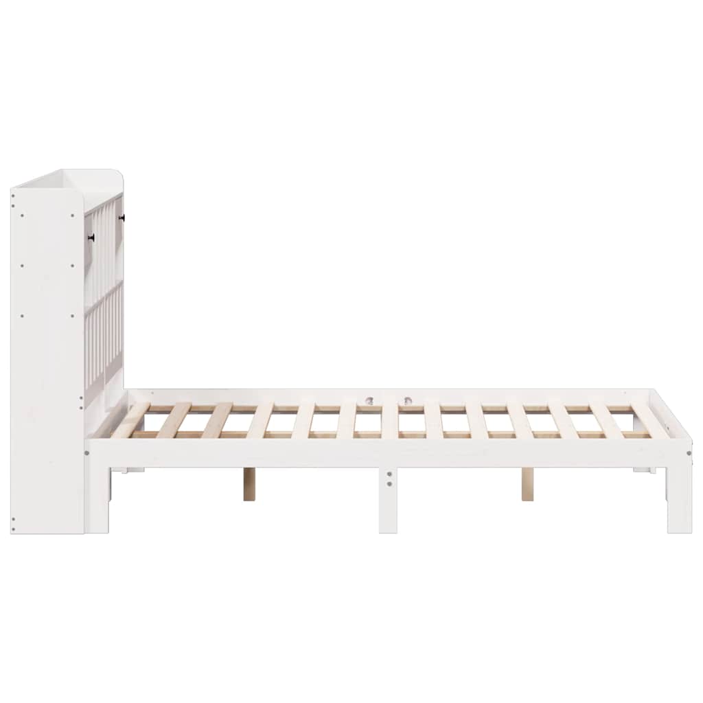 vidaXL Bookcase Bed without Mattress White 135x190cm Solid Wood Pine