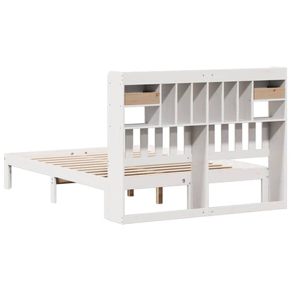 vidaXL Bookcase Bed without Mattress White 135x190cm Solid Wood Pine