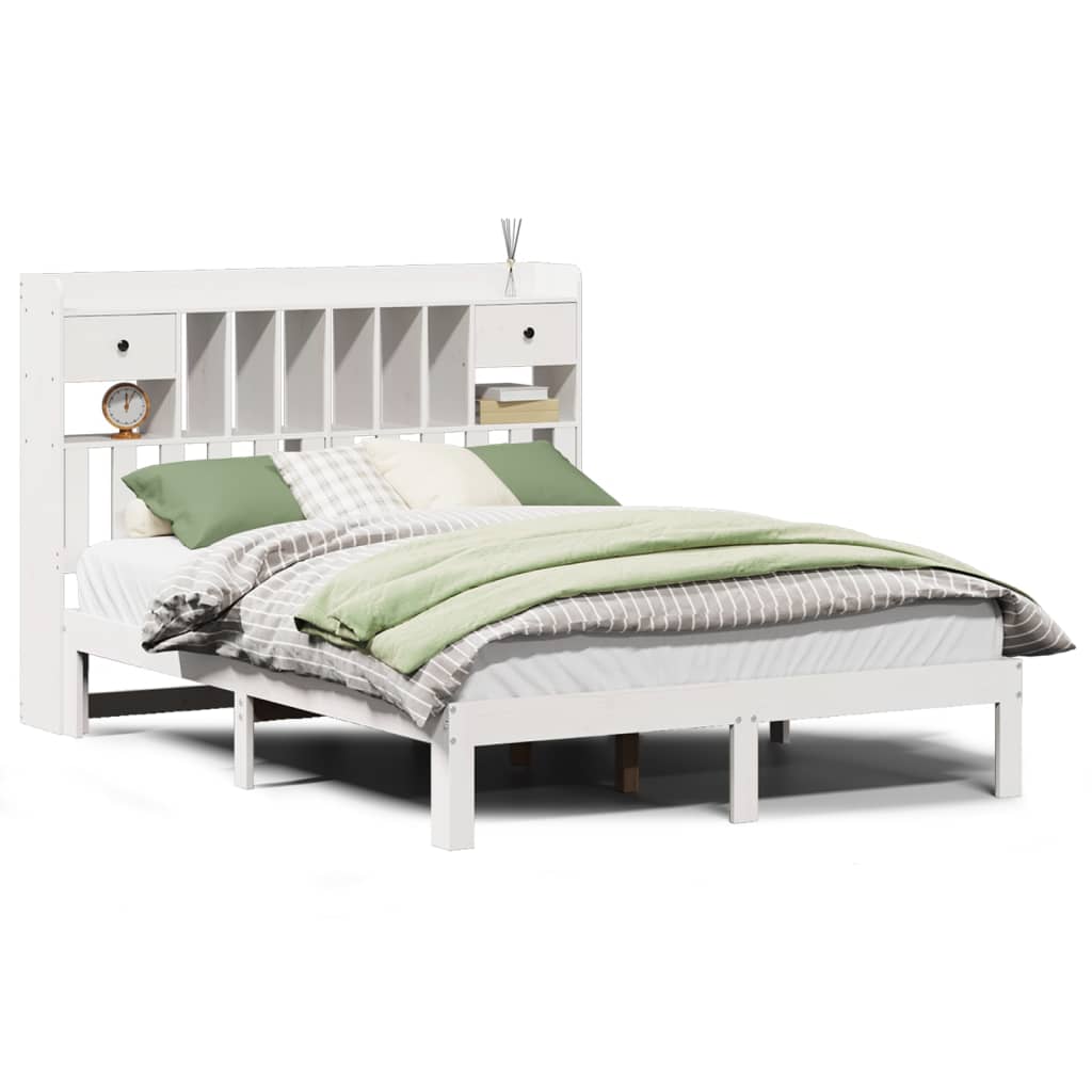 vidaXL Bookcase Bed without Mattress White 140x190cm Solid Wood Pine