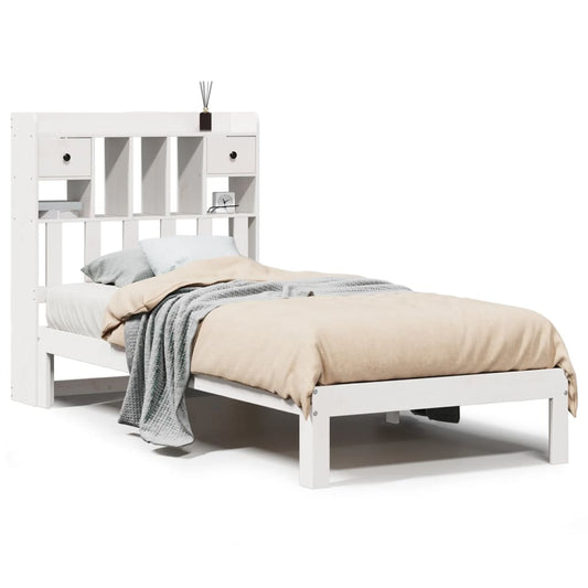 vidaXL Bookcase Bed without Mattress White 90x200cm Solid Wood Pine