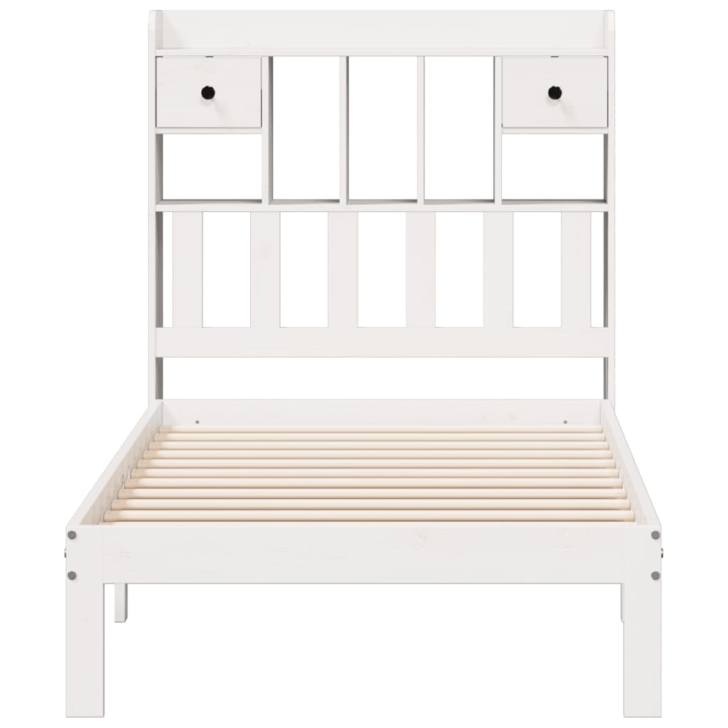 vidaXL Bookcase Bed without Mattress White 90x200cm Solid Wood Pine