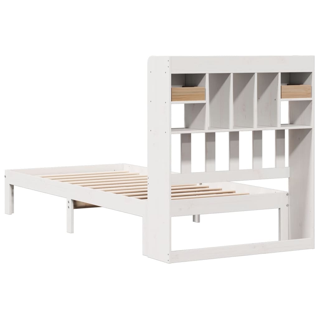 vidaXL Bookcase Bed without Mattress White 90x200cm Solid Wood Pine